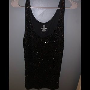 Black sequined tank top